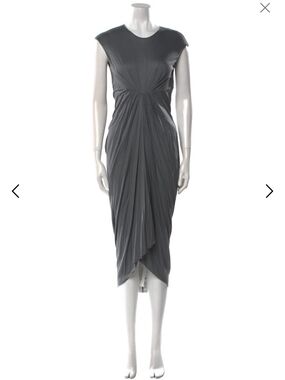 Rick Owens Lillies Gray Brown Draped Twist Midi Dress